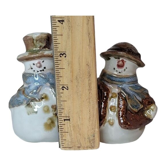 Vintage Nicholas Square Snowman Salt & Pepper Shakers Forest Friends - Picture 8 of 8